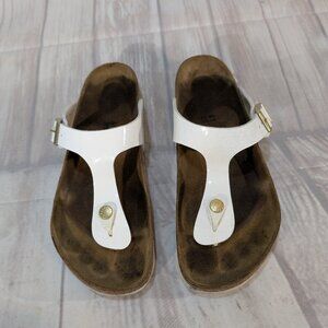 Birkenstock Gizeh White Patent Leather Thong Sandals - Women's Size 41